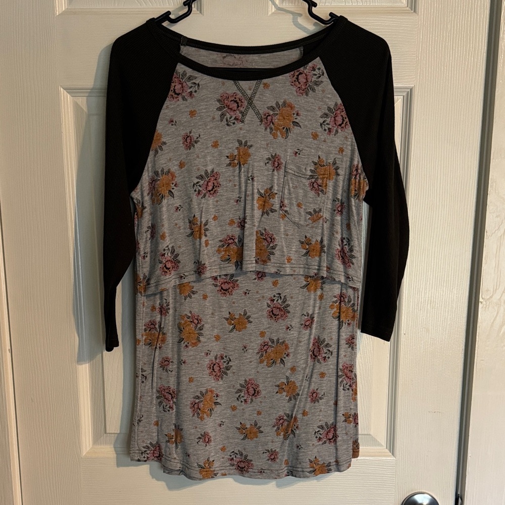 Latched Mam Floral Raglan 3/4 Sleeve Nursing Top